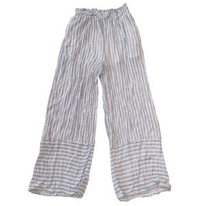Fashion on Earth Striped Wide Leg Pants Coastal Grandmother‎ Beach Blue Large